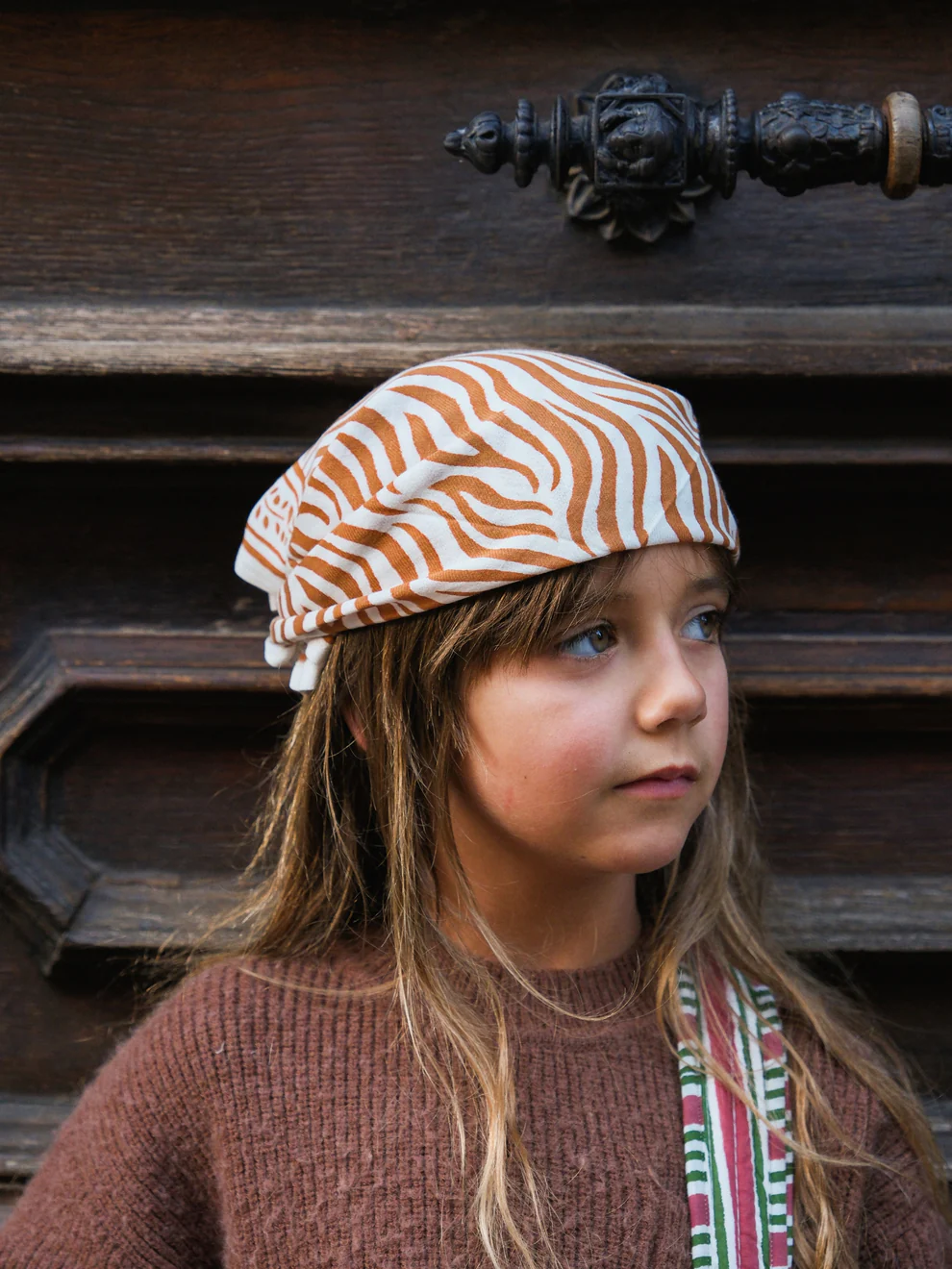 Foulard Bébé Enfant Zèbre Camel 50cm