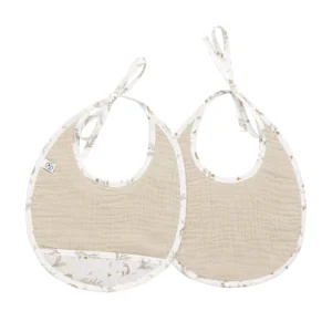 Lot de 2 bavoirs naissance en gaze de coton – Daydream
