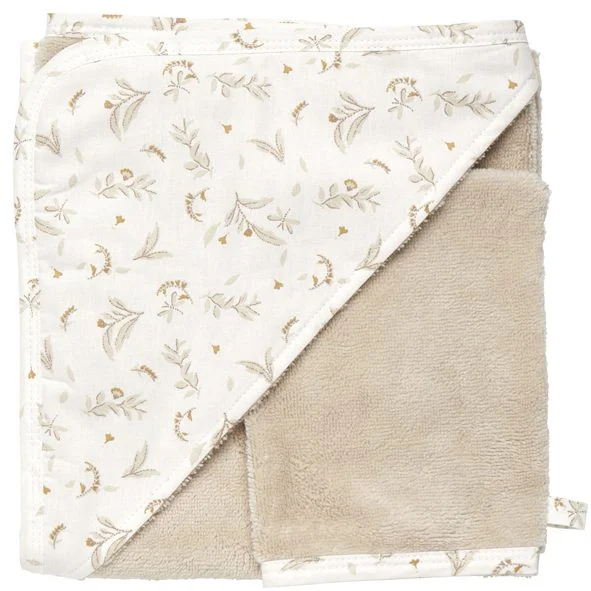 Cape de bain bambou + gant Daydream - Biscuit
