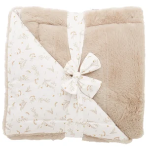 Couverture Luxe fausse fourrure angora beige / coton imprimé – Daydream