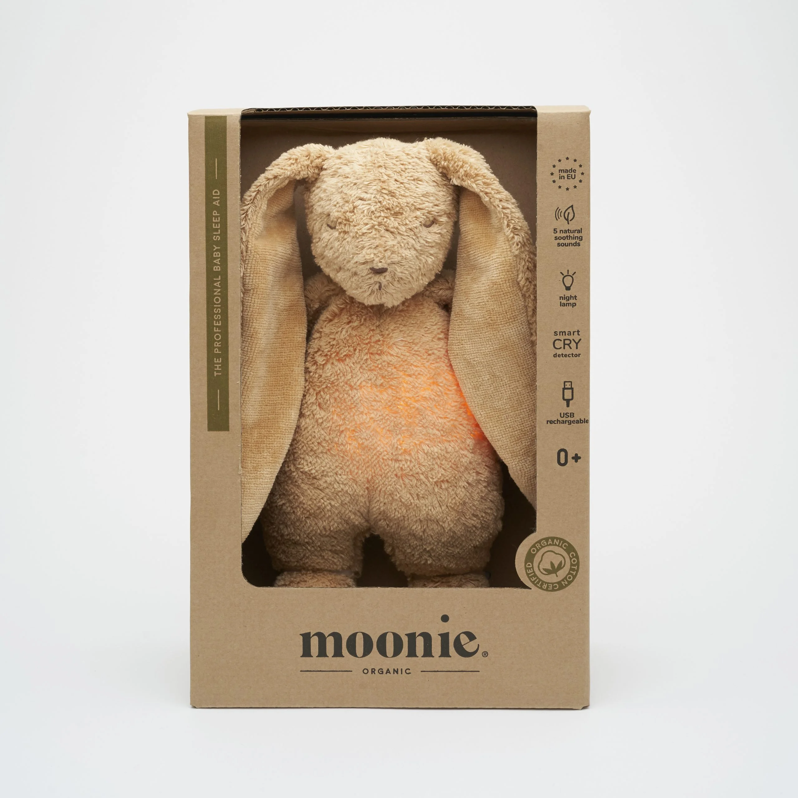Moonie – Lapin nature bio avec sons et lumières cappuccino – Image 2