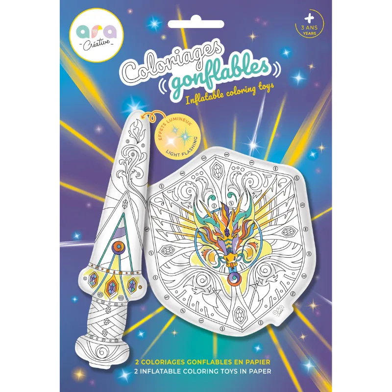 Coloriages Gonflables – Kit Épée & Bouclier Lumineux à colorier